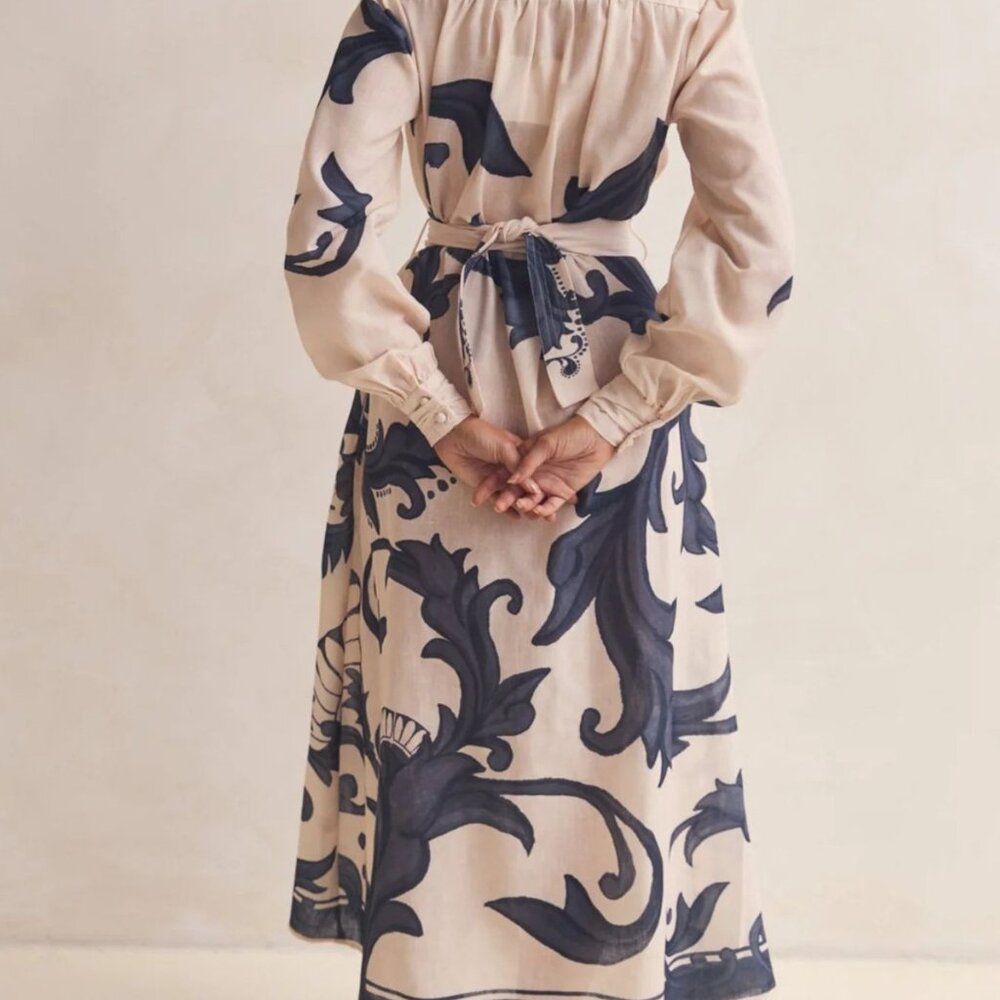 Printed Button Down Belted Shirt Dress - Picture 9 of 10
